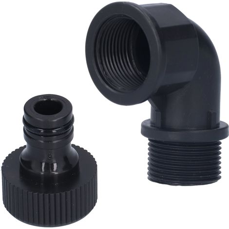 Set aus 2 Winkelverschraubungen, robuste und anpassungsfähige Schlauchadapter mit Düsen für Garten und Außenbereich (Richtungswinkel G3/4, Düse mit Außen- und Innengewinde) (1/5)