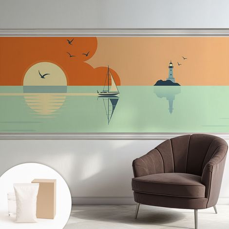 Papier peint intissé classique moderne pour salon et chambre à coucher Décoration rapide avec colle Enchantement marin 250x104 cm (1/5)