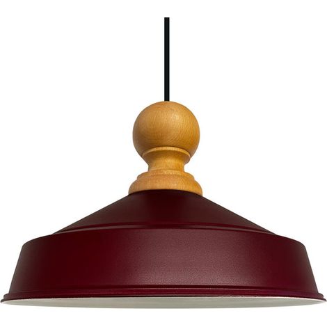 Suspension Industrielle en Métal Bourgogne Peint à la Main – Lustre Vintage E27 Ø41 cm pour Salon, Chambre ou Salle à Manger (1/5)