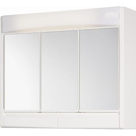 Aqualine – Armoire de toilette 60x51x18cm – 3 portes miroir – Éclairage LED intégré – Montage mural facile – Fabriqué en Allemagne (1/5)