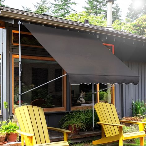 Klemmmarkise aus Aluminium in Grau, höhenverstellbar mit Handkurbel, 200x150 cm für Balkon und Terrasse (1/5)