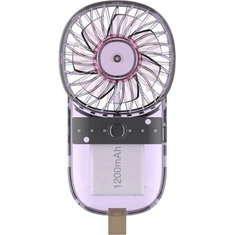 Ventilateur portable transparent et pliable avec batterie de 1200 mAh rechargeable par USB, à suspendre autour du cou, idéal pour les promenades et le camping. (1/4)