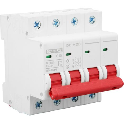 Disjoncteur miniature 4P 10A DC1000V, pouvoir de coupure 6000A, pour système solaire photovoltaïque, protection CC (1/5)