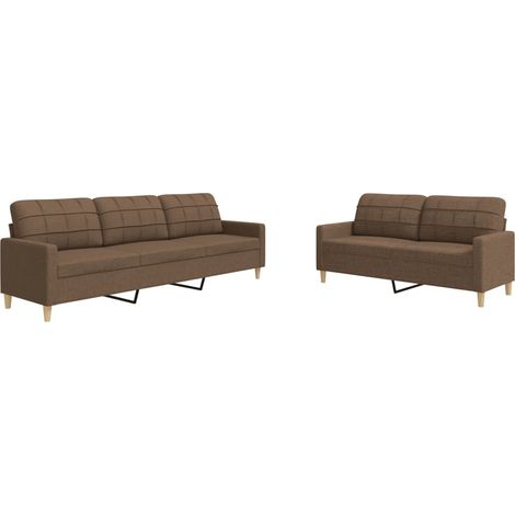 vidaXL Set di Divani 2 pz Marrone in Tessuto (1/5)