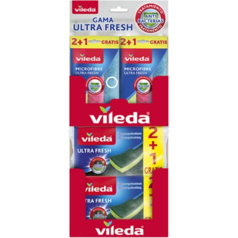 Pack VILEDA nettoyage 6 chiffons microfibres et 8 éponges
