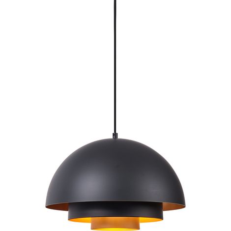 Moderne Hängelampe schwarz mit goldener Innenseite - Loes