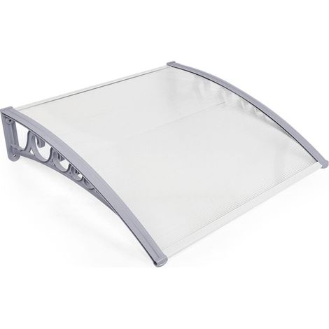 Auvent de Porte,Auvent de porte entrée marquise,®,Rain Protector Transparent Front Door Canopy,60x100cm,blanc et gris clair (1/5)