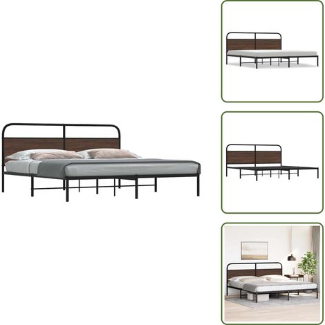vidaXL Cadre de lit en métal sans matelas chêne marron 200x200 cm (1/5)