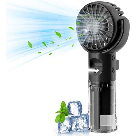 Handventilator mit Wasserkuehlung USB Tragbar 4 Stufen Schwarz (1/5)
