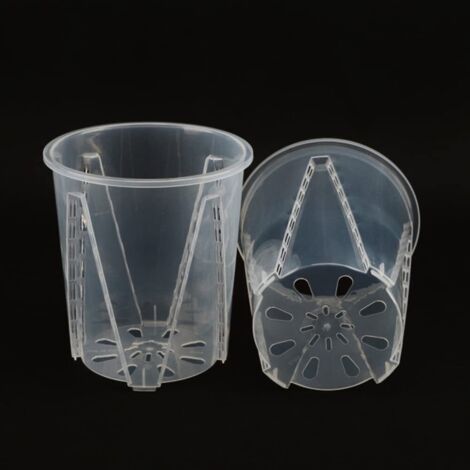 Lot de 5 pots à orchidées en plastique transparent avec trous pour intérieur et extérieur (1/4)