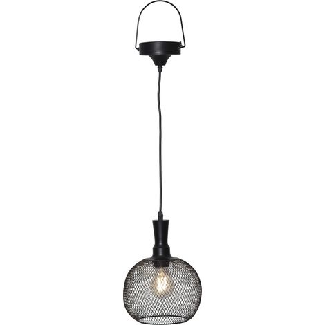 Solar-Hängeleuchte ,Sunlight', LED Filamente, Metall-Mesh, schwarz, H 25cm (1/5)