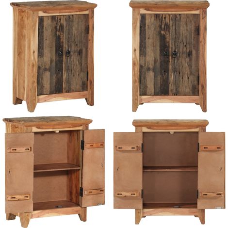 Sideboard 55x33x75 cm Massivholz Akazie und Altholz - Holz Sideboard - Akasienholzmöbel - Wohnzimmertisch - Landhaus Stil - Vintage Sideboard - Home & Living (1/5)