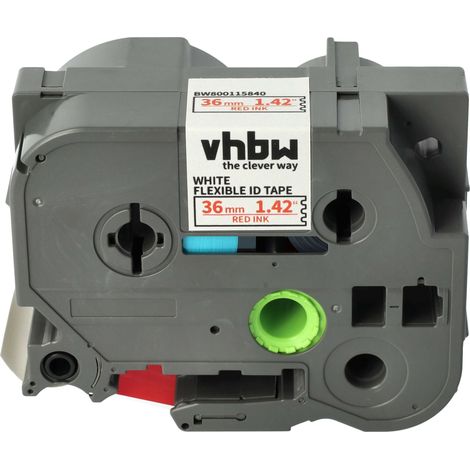 vhbw Label Tape Replacement for Brother TZE-FX262 for Label Printer 8m x 36 mm, Red on White, Flexible (1/4)
