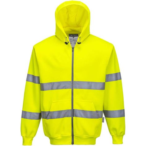 Sudadera de alta visibilidad de tejido de punto con capucha y cremallera frontal B305 M Amarillo