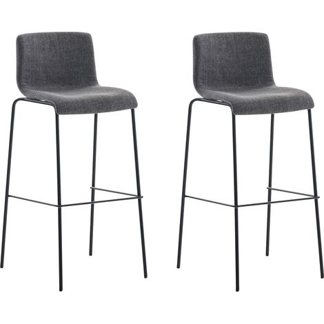 Set di 2 sgabelli da bar con schienale curvo, poggiapiedi in tessuto grigio chiaro e 4 gambe in metallo nero 100004201