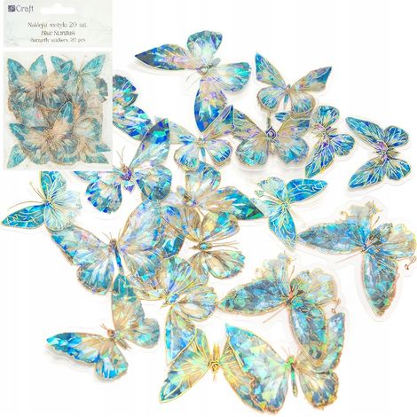 Pegatinas decorativas brillantes de PET para scrapbooking, 20 unidades, DpCraft Mariposas (1/5)