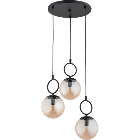 Suspension déco noire boules ambrées 3xE14 SITRO Alfa (1/2)