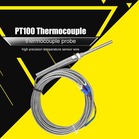 Sonde de température PT100 à résistance platine, filetage M8, 50mm, câble 5m, 0-400°C, thermocouple (1/5)