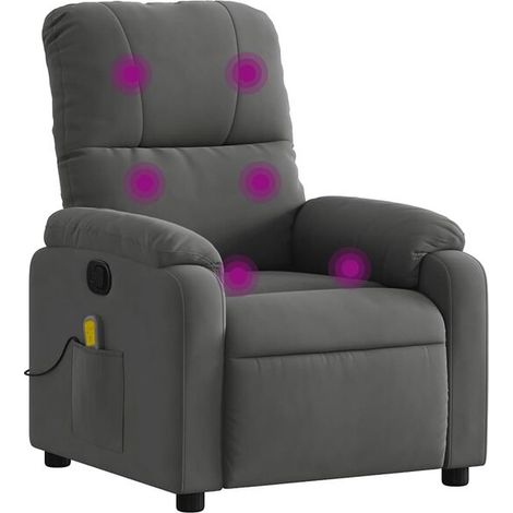 Fauteuil de massage inclinable en tissu microfibre gris foncé (1/5)