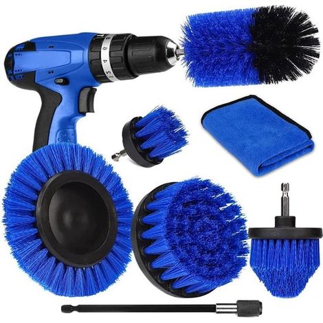 Set di 7 spazzole per trapani elettrici - Spazzole per la pulizia di fughe, pavimenti, vasche da bagno e docce - Spazzole per trapani elettrici per bagno e cucina