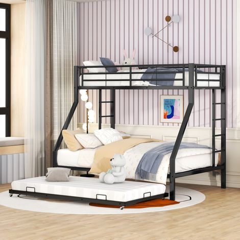 MEUBLIV Letto a castello 90x200/140x200 cm nero con letto estraibile, senza materasso (1/5)
