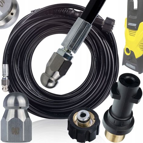 Tubo Alta Pressione 20m con Ugello Intercambiabile – Compatibile con Idropulitrici Kärcher K2-K7 Filettatura M22-Bayonet Max 200 Bar, 60°C