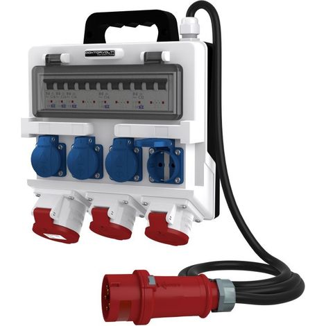 Tableau électrique de chantier avec câble TR-S SKH 32 A 2x16 A 4x230 V Schuko DV-4753-D (1/4)