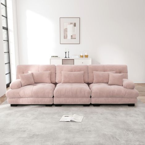 3-Sitzer Modulares Ecksofa mit Tiefensitz, Chenille Schlafsofa Komfortabel Gepolstert für Wohnzimmer, Apartment, Studio, Büro, Chenille Rosa
WL