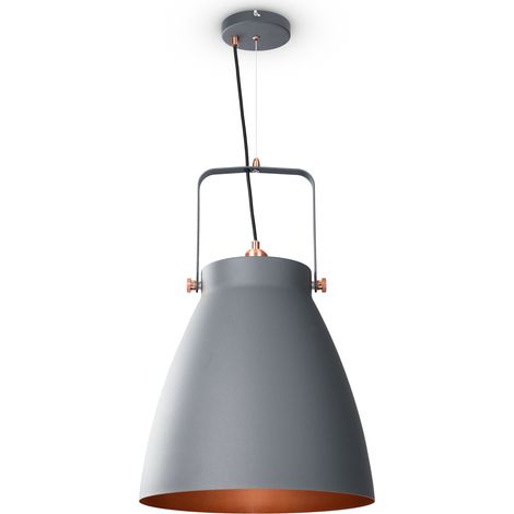 Paco Home Suspension Salle À Manger Lampe Cuisine Lampe Table À Manger Industriel Moderne Suspension - Anthracite, Cuivre (Ø39 cm) (1/4)