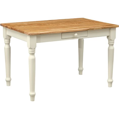 Solid wood table with drawer 120x80 cm Kitchen dining room table Desk Square coffee table Office table Country Style (1/5)