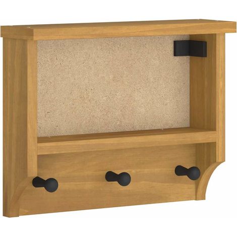 Pratico appendiabiti da parete 45 x 12 x 35 cm spazio di archiviazione rustico in finitura pino e noce 020056687