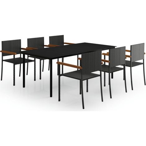 Maison Exclusive - 7-tlg. Garten-Essgruppe Schwarz
