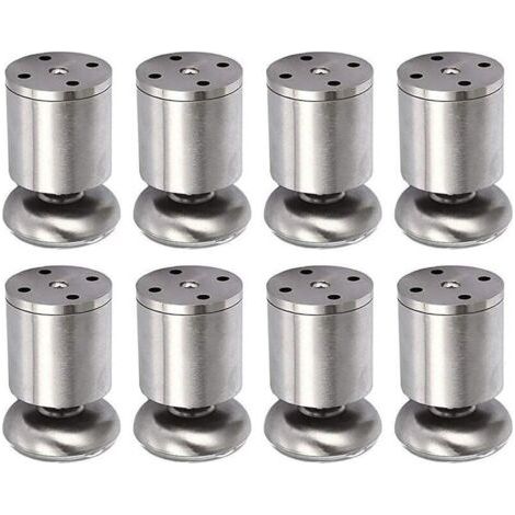 8 pcs Pieds de Meuble en Acier Inoxydable réglables en Hauteur, Pieds de Table, 50 x 80 mm, tapis en caoutchouc, sûr et silenc (1/5)