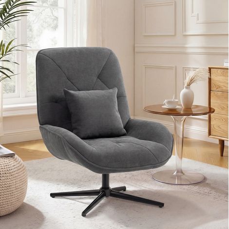 Drehsessel Chenille mit hoher Rückenlehne Dunkelgrau OKMYHOME (1/4)