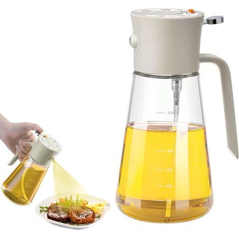Botella pulverizadora de aceite de 600 ml, dispensador de aceite de oliva de vidrio 2 en 1, botella pulverizadora de aceite de oliva, pulverizador de aceite y vinagre. (1/5)