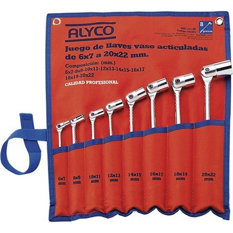 JEU DE 8 CLÉS À DOUILLE ARTICULÉES EN SAC EN NYLON