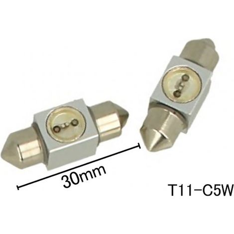 Coppia 2 Lampade Led T11 C5W Siluro 30mm Con 1 Power Led Colore Blue Blu 12V 1W