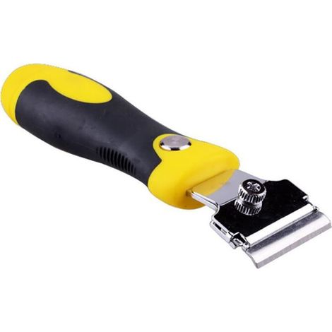 Grattoir extensible avec 4 lames supplémentaires pour vitres, outil de nettoyage de peinture, jaune (1/5)