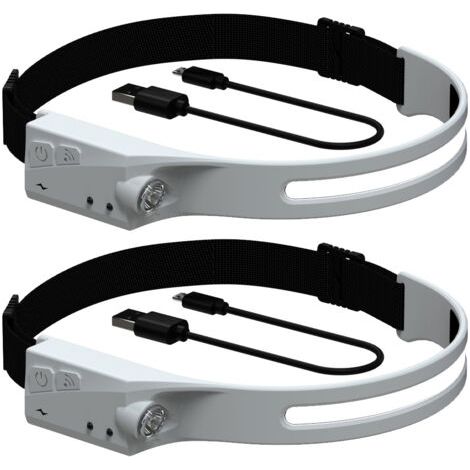 Lampe frontale éléganteRechargeabledirigélampe frontale 230°Lampe frontale adulte à faisceau haute puissance, grise,2Article