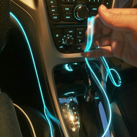 Stringa LED elettroluminescente flessibile per decorazione interni auto - Collegamento: Accendisigari 12V - Colore/Lunghezza: Rosso 3 Metri (1/5)