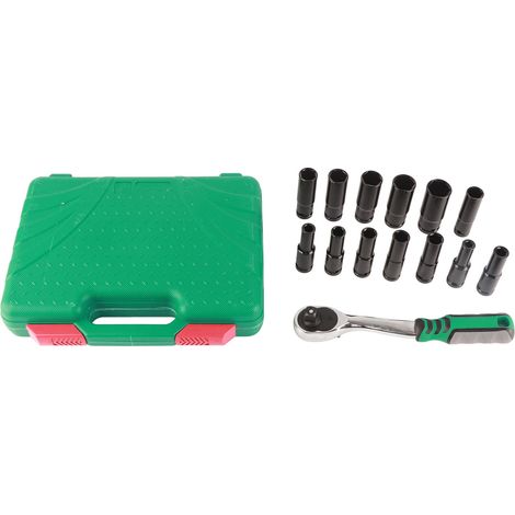 14 PCS Jeu de Cliquets à Douilles Métriques Kit de Clés à Chocs pour Réparation Automobile (1/5)