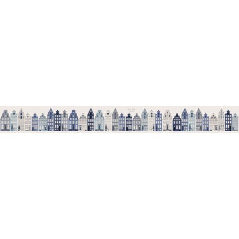Frise papier peint intissé xxl maisons bordant les canaux d'Amsterdam - 50 x 400 cm de ESTAhome (1/4)