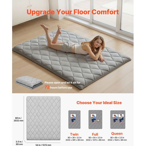 Matelas Futon Taille Lit Double, Matelas de Sol Japonais Pliable, Tatami Doux pour Dormir Yoga Méditation et Relaxation, 203,2x137,… (1/5)