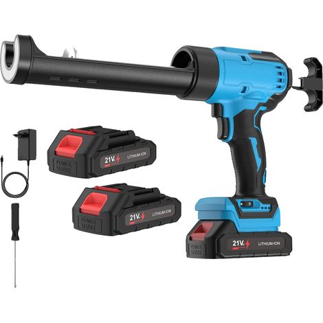 Pistolet à calfeutrer électrique, réglable sur 6 vitesses, lumière LED, Bleu + 2 Batteries (1/2)