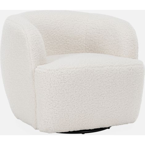 Poltrona girevole 360º in metallo e bouclé