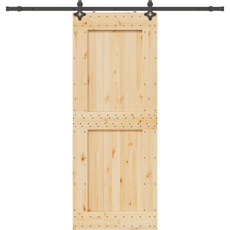 Puerta corredera con herrajes madera maciza de pino 90x210 cm vidaXL (1/5)