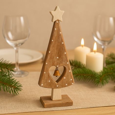 Sapin Décoratif en Bois 25 cm – Déco de Table Noël, Style Naturel, Idéal Centre de Table pour Ambiance Chaleureuse et Festive (1/5)