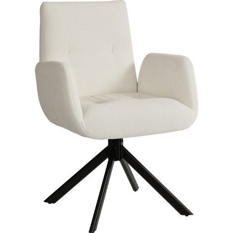 Poltrona imbottita girevole moderna crema con trapuntatura a bottoni 60 x 61 x 88 cm MODENUIT (1/5)