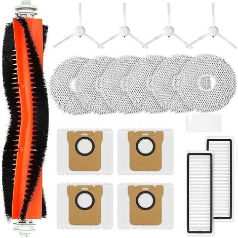Accessory kit for Saprdii X20et robot vacuum cleaner, 1 roller brush, 4 dust bags, 6 wipes, 2 filters, 4 side brushes (1/4)