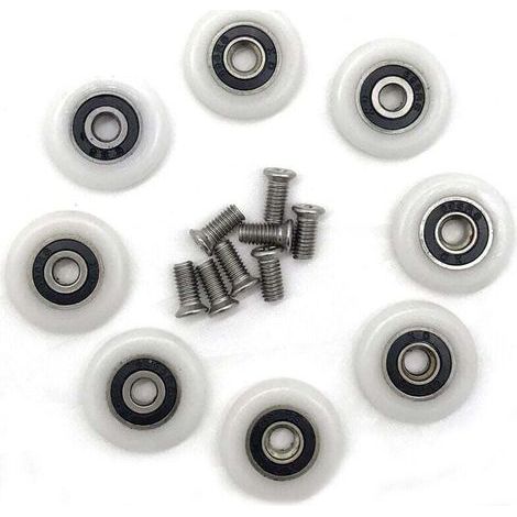 8 Roulettes De Porte De Douche (23Mm Avec Vis) (1/4)